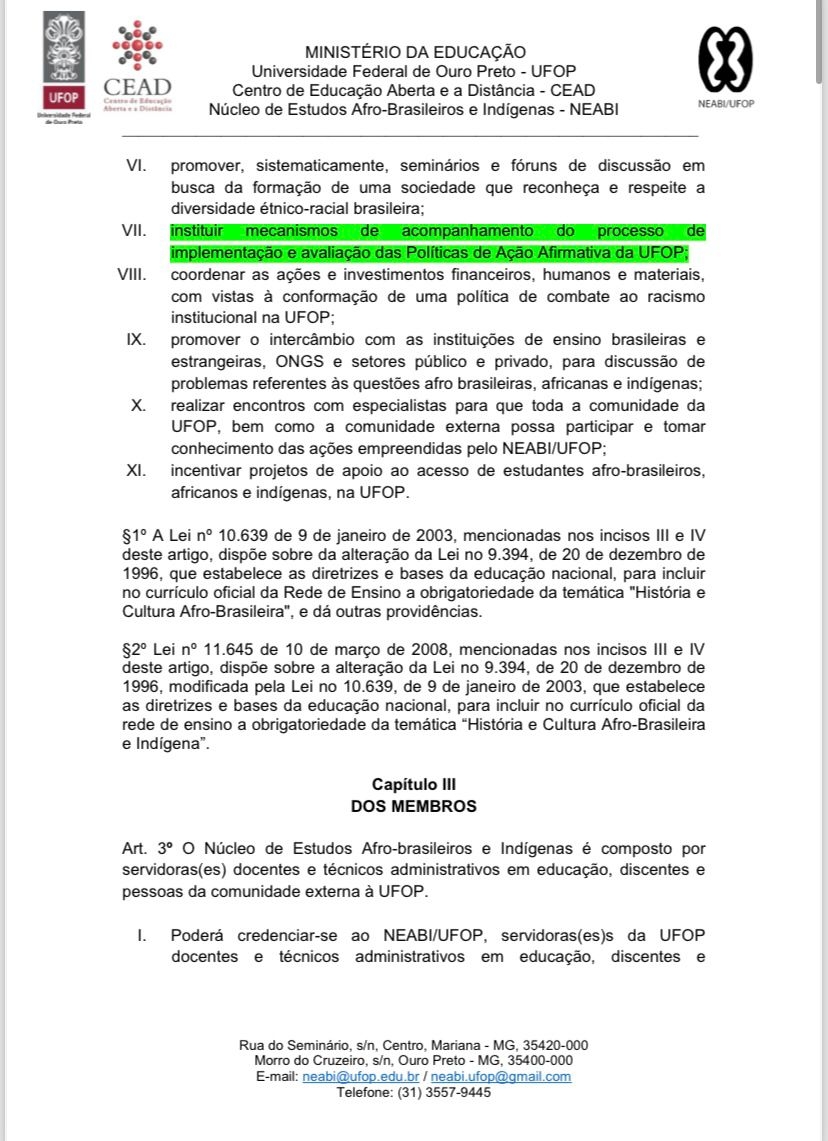 REGIMENTO INTERNO NEABI-UFOP