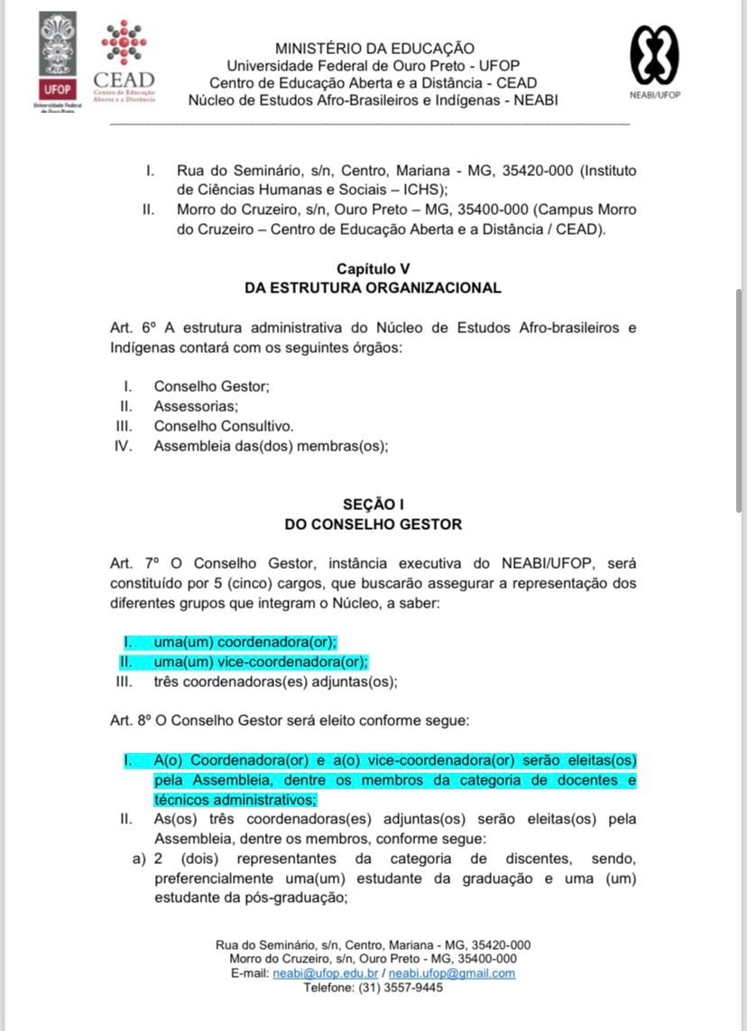 REGIMENTO INTERNO NEABI-UFOP