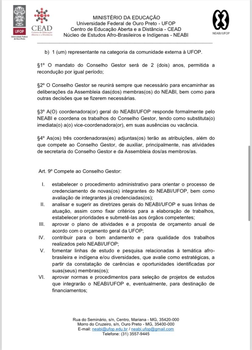 REGIMENTO INTERNO NEABI-UFOP