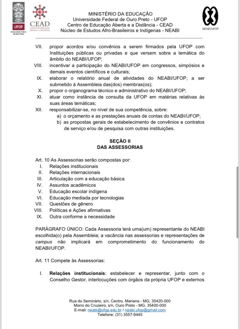 REGIMENTO INTERNO NEABI-UFOP