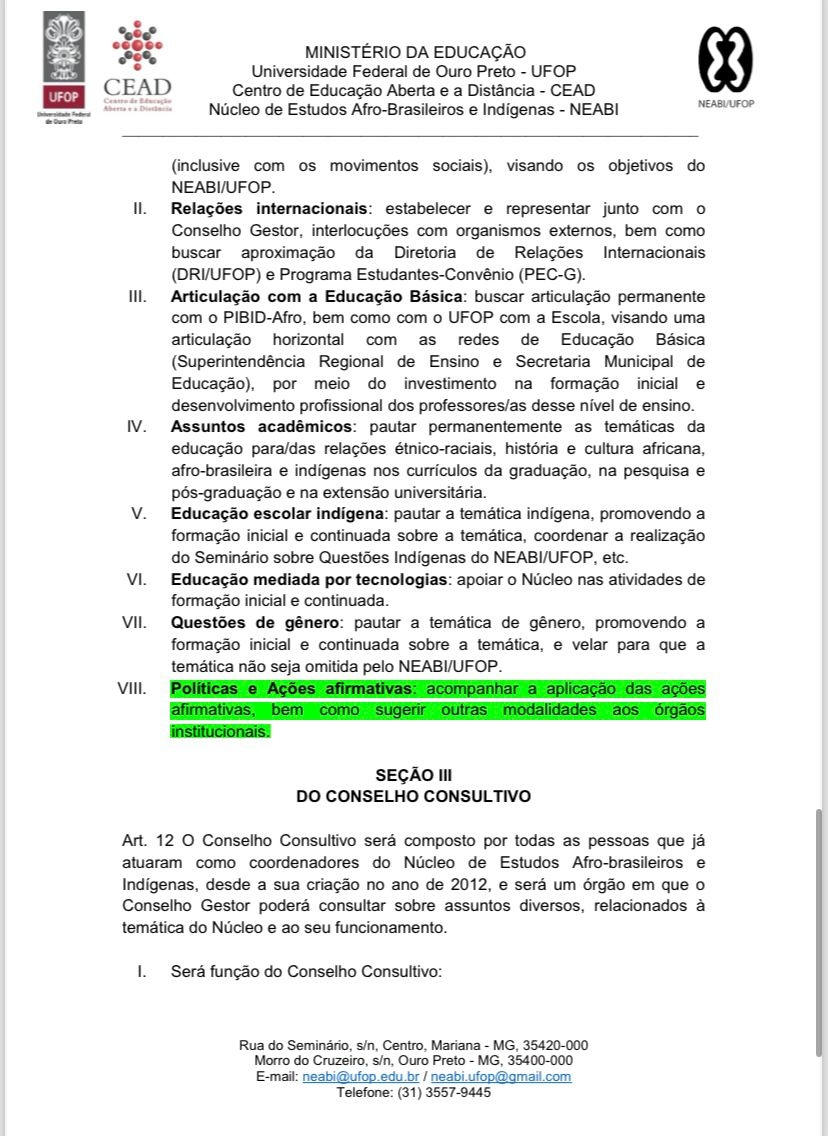 REGIMENTO INTERNO NEABI-UFOP