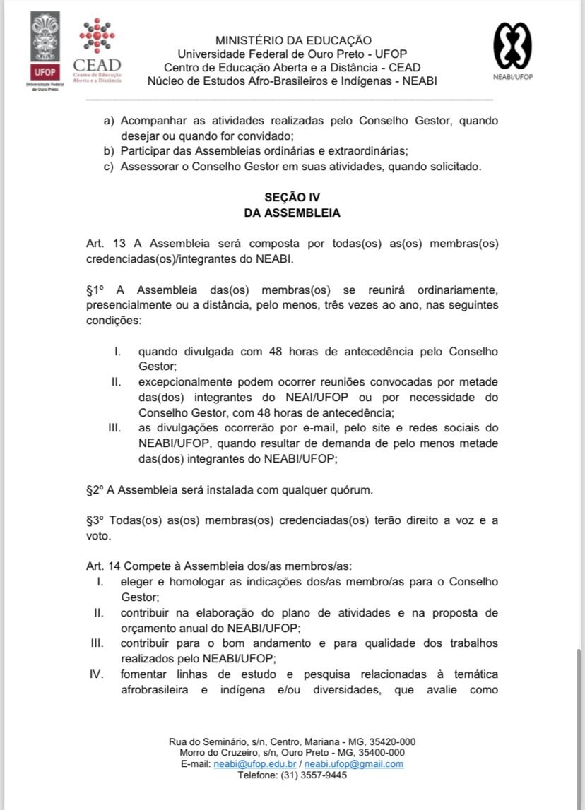 REGIMENTO INTERNO NEABI-UFOP